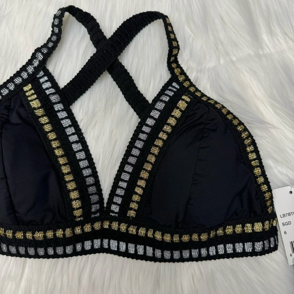 NWT La Blanca Threading Along Triangle Bikini Top size 6